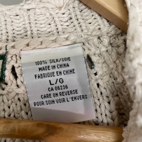 Lady Footlocker Casuals Cream Hand Knit 100% Silk Button Up Cardigan Sz L - Picture 5 of 16